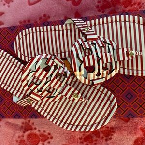 Tory Burch Nautical Stripes Small Nantucket Red/White, Printed Patent